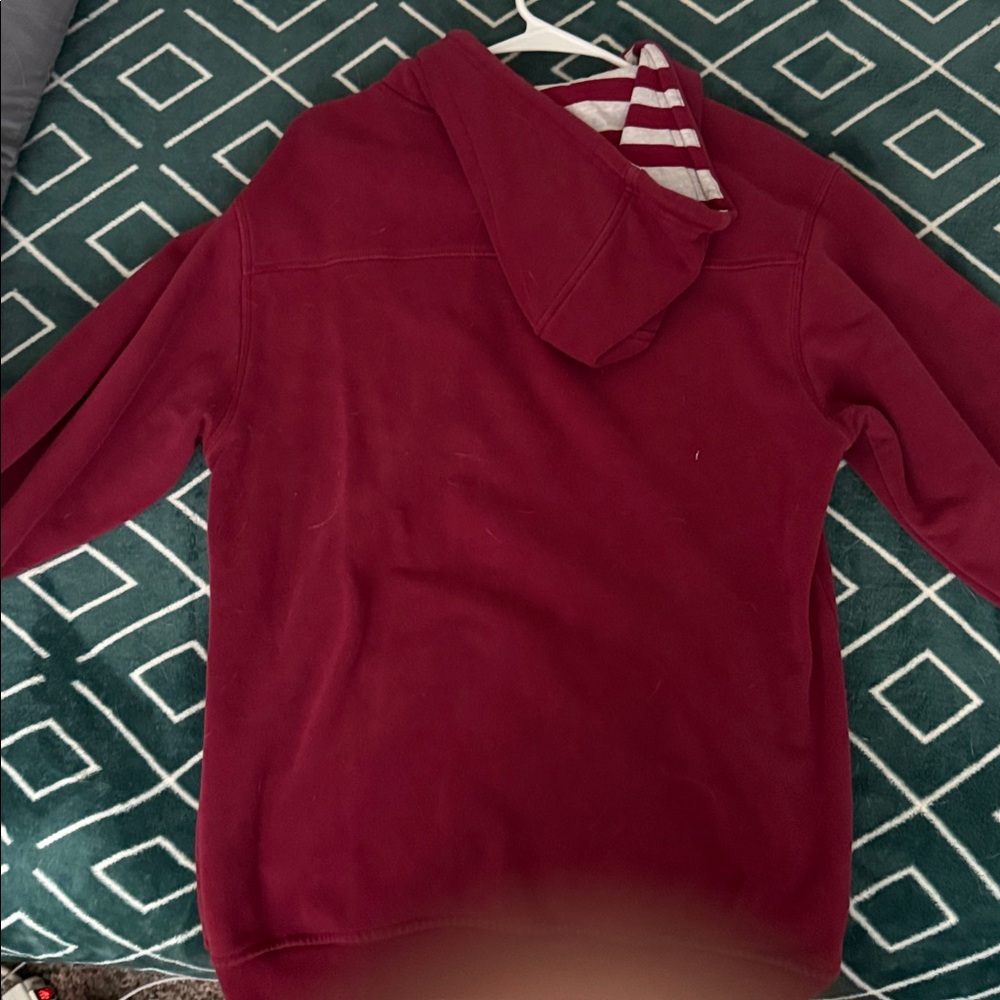 Adidas Burgundy Zip-Up Hoodie with Logo - Picture 4 of 4
